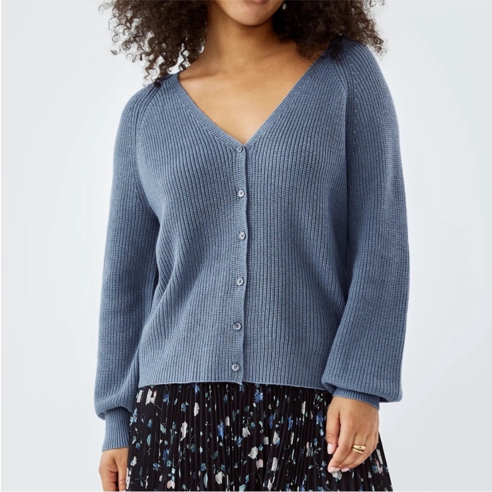 Aritzia Wilfred Granada Cardigan in Granite Blue